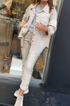 Ladies Casual Contrast Letter Print Suit