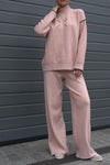 Women's casual and simple slim turtleneck woolen suit