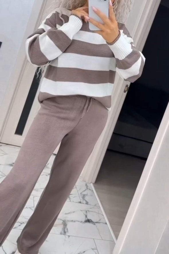 Women's Casual Colorblock Knit Two-Piece Set