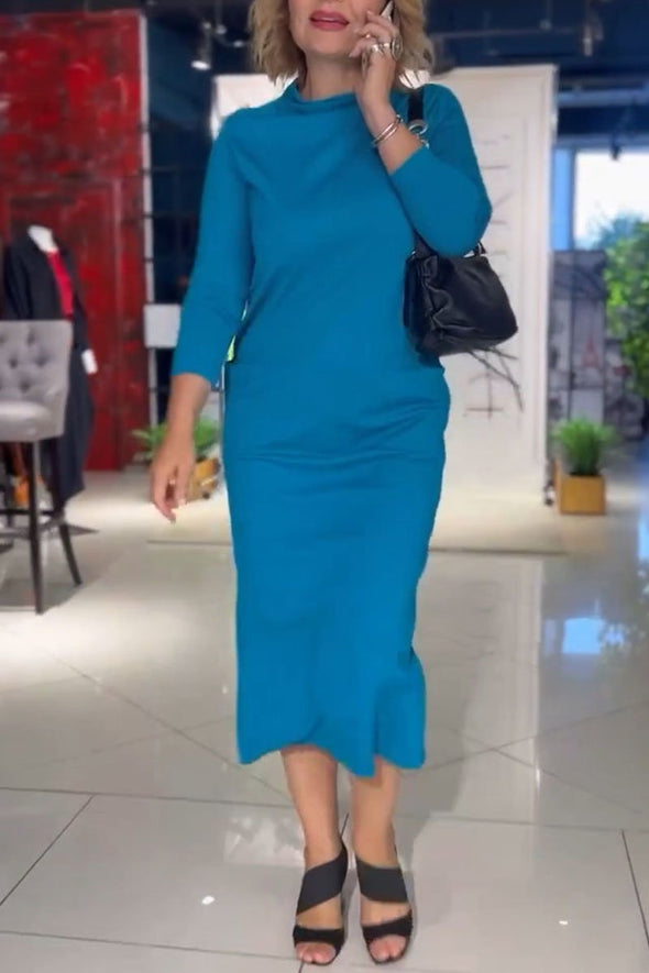 Women's Solid Color Turtleneck Dress