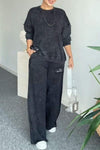 Women's Round Neck Pullover Sweatshirt and Trousers Set