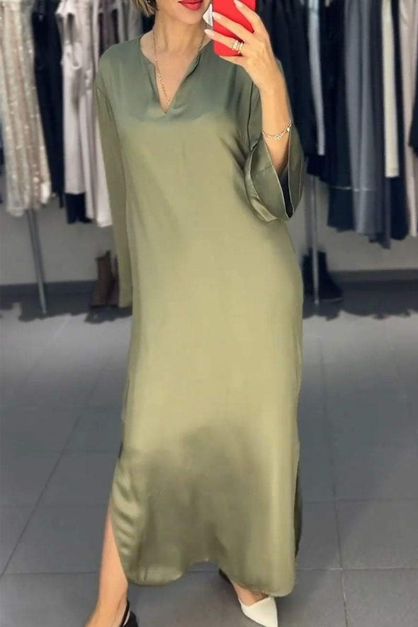 Women's Solid Color Casual Long Sleeve Dress