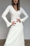 Women's simple solid color thick striped knitted dress