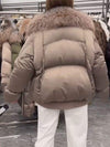 Women's Solid Color Fur Collar Coat