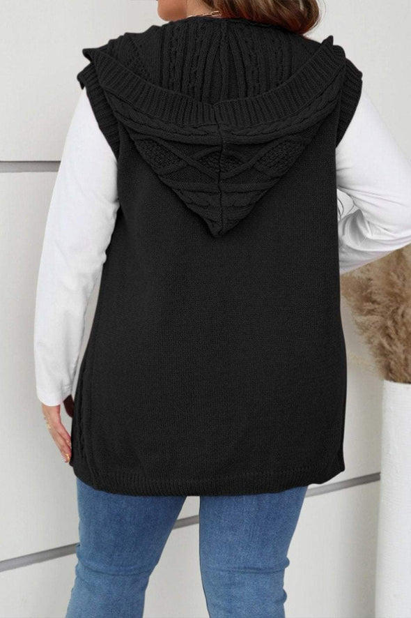 Women's casual sleeveless hooded knitted cardigan