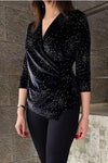 Women's V-neck Sequined Top