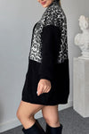 Women's leopard-print wool panelled V-neck jacket