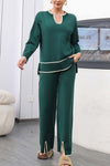 Women's U-neck long-sleeved knitted sweater suit