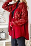 Women's Casual Solid Color Sequined Patchwork Shirt