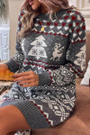 Women's Christmas Crew Neck Knitted Dress