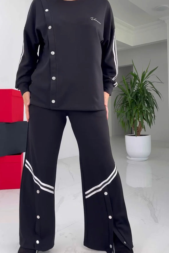 Ladies Casual Slant Placket Button Design Suit