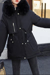 Women's Velvet Jacket Slim Fit Large Fur Collar Cotton Coat