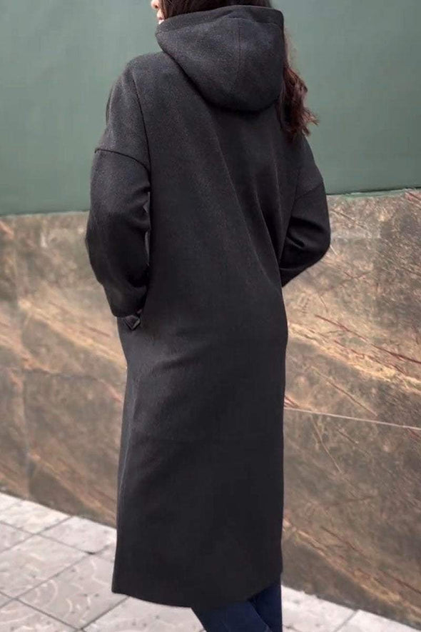 Women's Hooded Long-sleeved Trench Coat