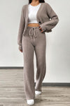 Women's Casual Solid Color Knitted Cardigan Suit