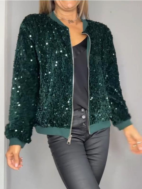 Women's Sequined Casual Coat + Sequined Skirt