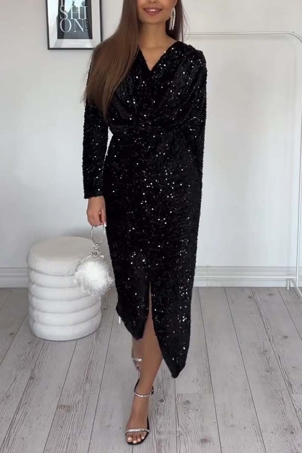 Women's Stylish Elegant Sequin Slit Dress