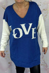 Women's Casual Love Colorblock Long Sleeve Sweater