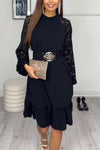 Women's Elegant Lace Sleeve Panel Dress