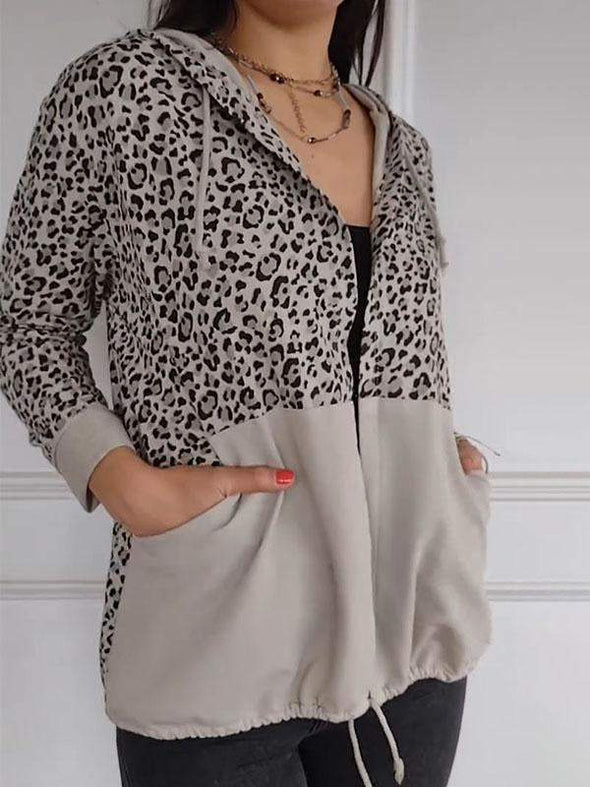 Women's Leopard Print Long Sleeve Hoodies