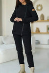 Women's Casual Solid Color Zip Cardigan Two Piece Set