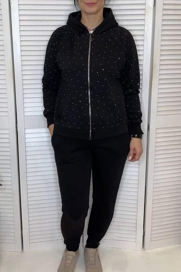 Women's Sequined Hoodies and Trousers Set