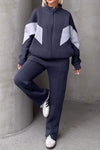 Women's Long-sleeved Patchwork Sweatshirt Two-piece Set