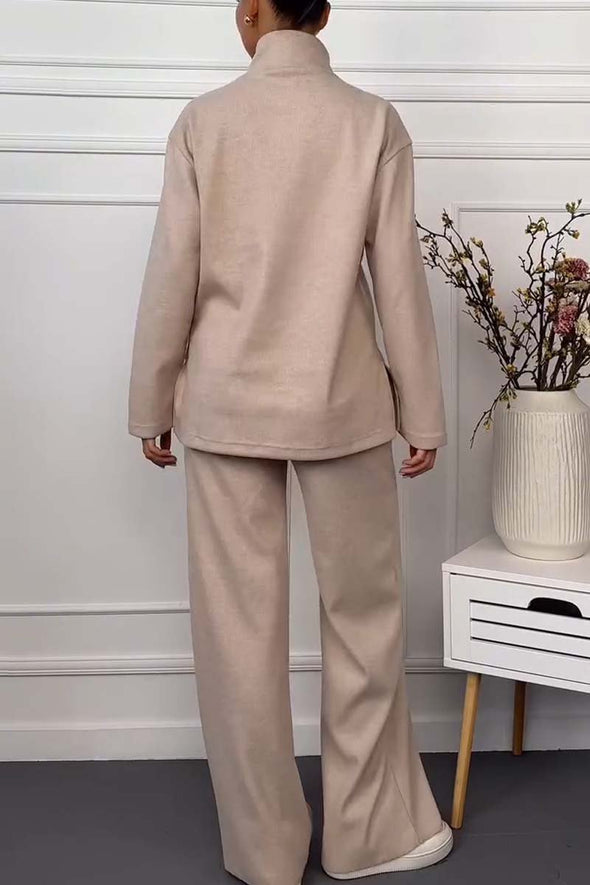 Women's Casual Half Zip Comfortable Knitted Suit