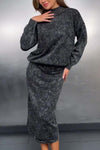 Women's casual high collar knitted skirt suit