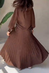 Women's Round Neck Long-sleeved Top + Pleated Skirt Two-piece Set