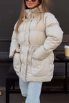 Women's Casual Waist Drawstring Hooded Short Cotton Coat