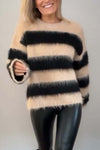 Women's casual striped crew neck knitted sweater