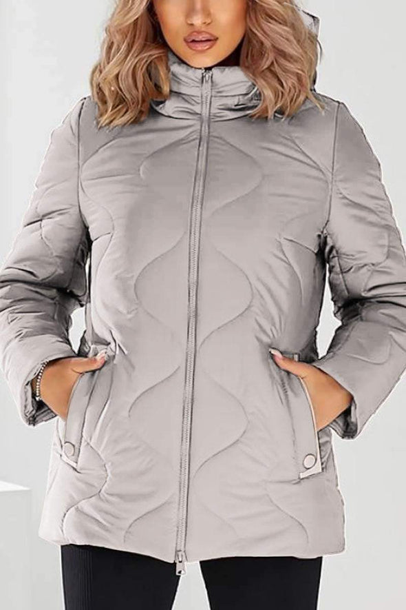 Women's casual hooded solid color short cotton coat