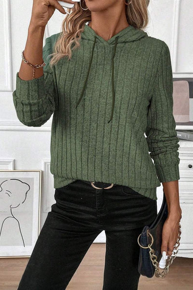 Women's Casual Solid Color Knitted Hooded Top