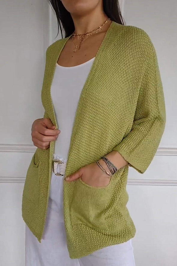 Women's casual solid color knitted cardigan