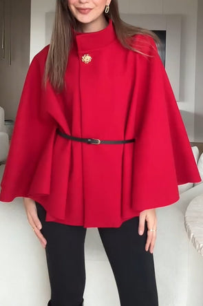 Woman Elegant Stand-up Collar Cape Style Coat