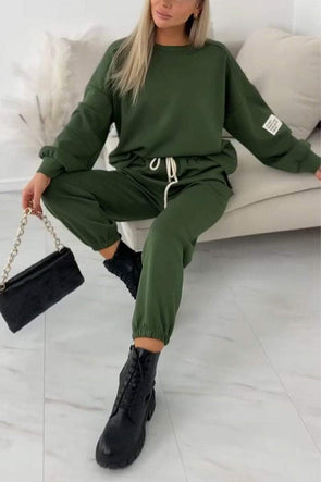 Women's Casual Round Neck Long Sleeve Two Piece Suit