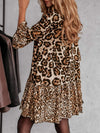 Women's V-neck Mid-sleeve Leopard Print Casual Dress