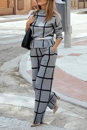 Ladies Casual Commuting Plaid Suit