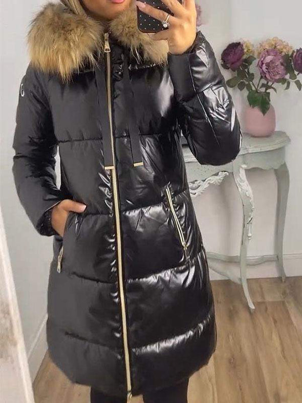 Women's Fur Collar Long Sleeve Coat