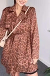 Women's leopard print autumn and winter trench coat