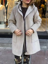 Women's Hooded Long-sleeved Patchwork Overcoats