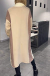 Women's Casual Lapel Contrast Color Long Jacket