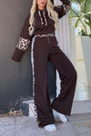 Women's Casual Leopard Print Patchwork Hooded Sports Suit