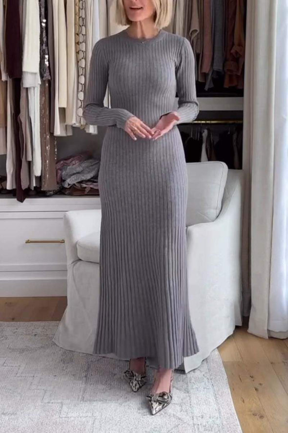 Women's casual solid color sweater dress