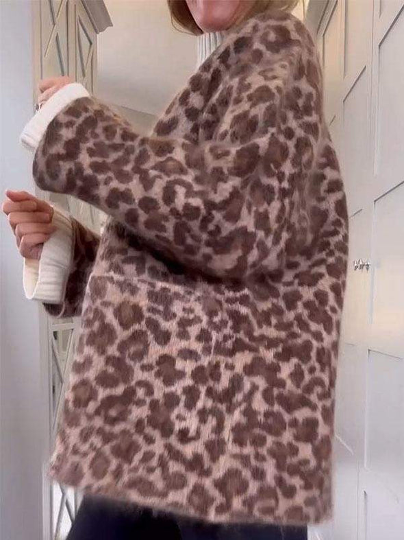 Women's Long Sleeve Leopard Print Cardigan