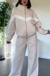 Women's Contrast Zipper Sweatshirt Suit