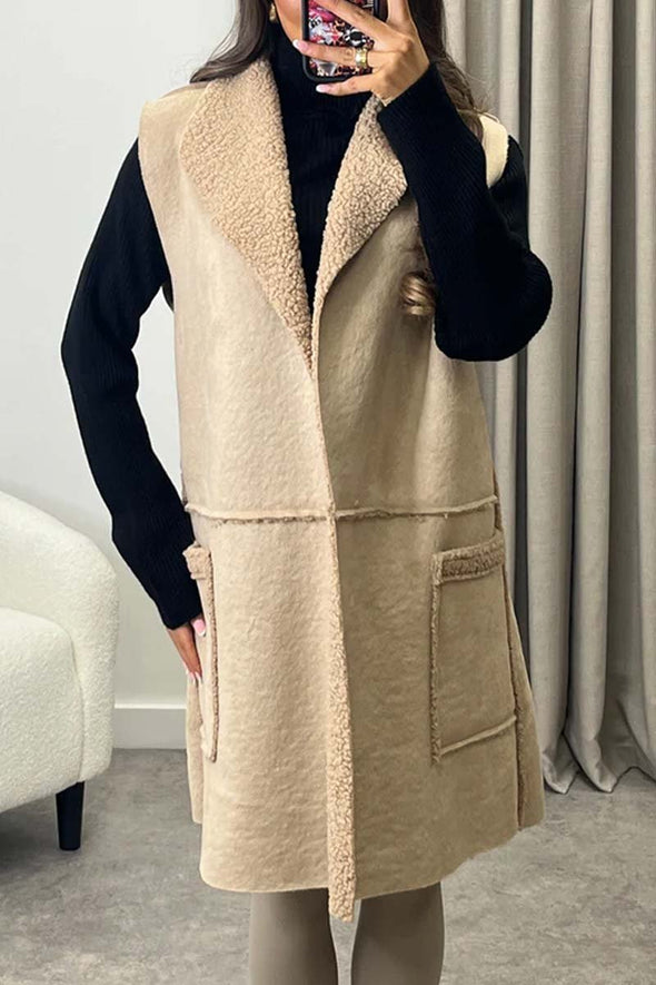 Women's Casual Sherpa Sleeveless Coat