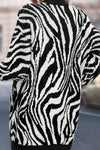 Women's Casual Zebra Print Contrast Knitted Cardigan