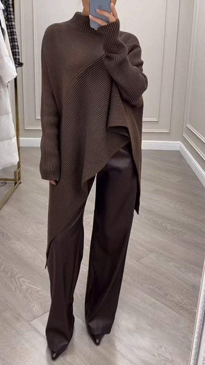 Women's Turtleneck Sweater and Trousers Two-piece Set