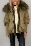 Women's fashionable large fur collar short coat